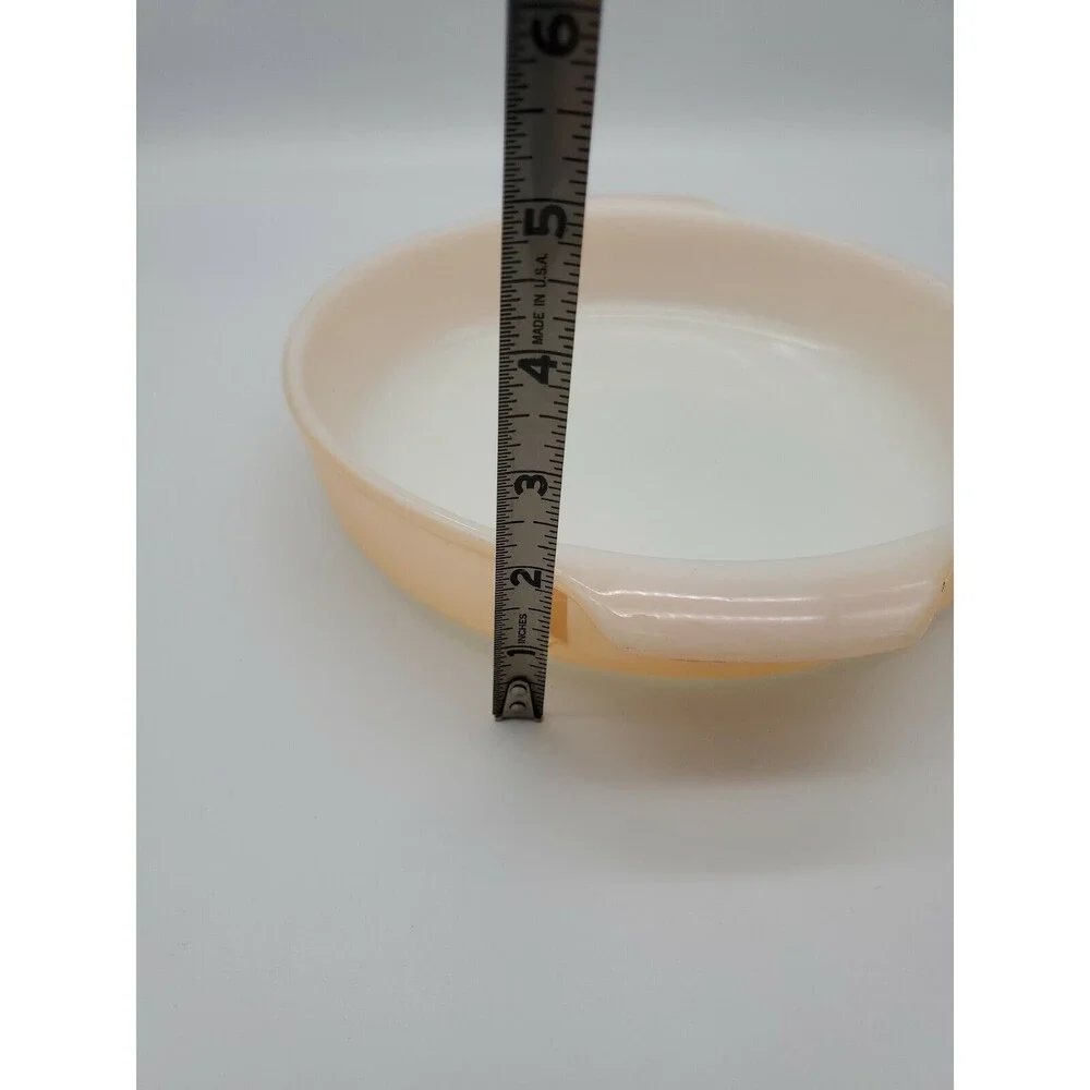 Vintage Anchor Hocking Fire King Peach Luster 9 Inch Round Baking Dish